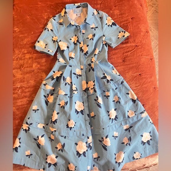 Draper James Blue Floral Midi Dress - Picture 2 of 4